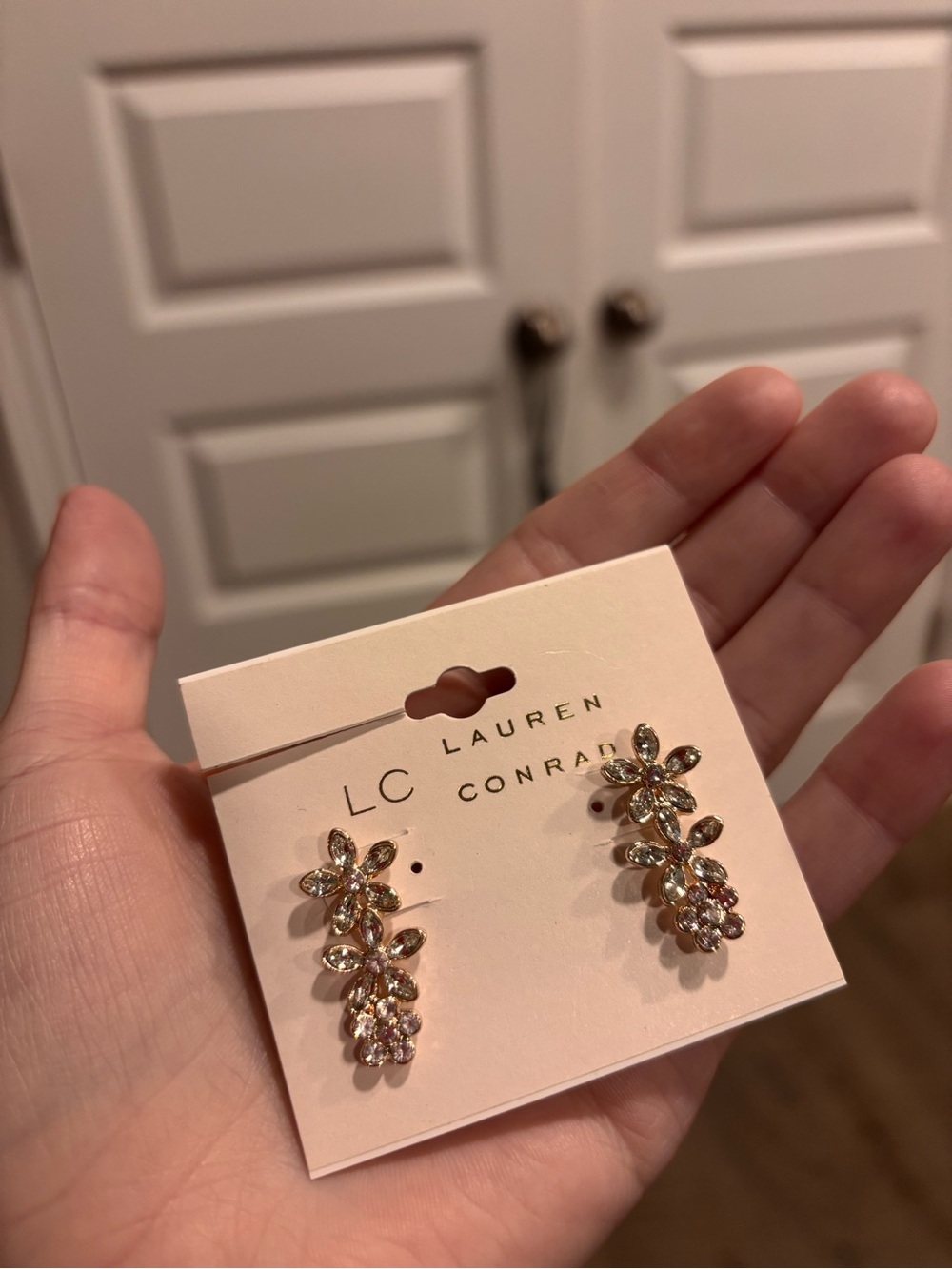 LC Lauren Conrad Crystal Floral Drop Earrings